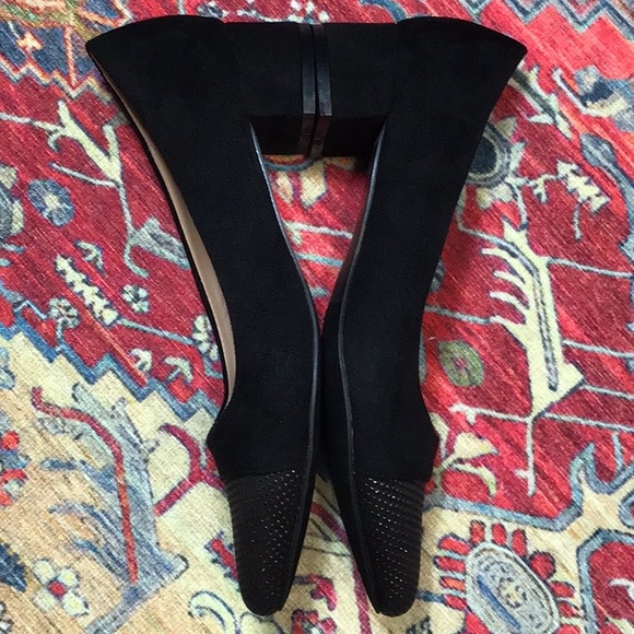 🪭 BESTON ‘Lily-2’ Black Faux Suede Embellished Point Toe Block Kitten Heel - Picture 7 of 10